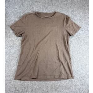 AllSaints Tonic Crew Shirt Mens Brown Ramskull Slim Fit Minimalist Tee Large